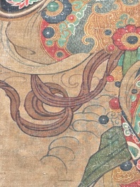 Chinese school: 'Heavenly king', ink and colour on silk, Qing or later