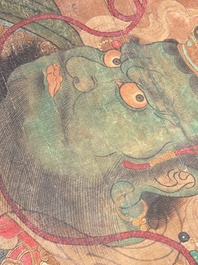 Chinese school: 'Heavenly king', ink and colour on silk, Qing or later