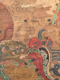 Chinese school: 'Heavenly king', ink and colour on silk, Qing or later