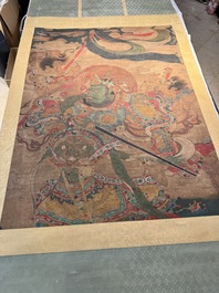 Chinese school: 'Heavenly king', ink and colour on silk, Qing or later