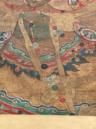 Chinese school: 'Heavenly king', ink and colour on silk, Qing or later