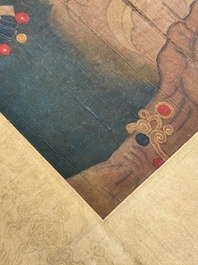 Chinese school: 'Heavenly king', ink and colour on silk, Qing or later