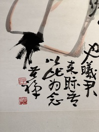 In the manner of Li Kuchan 李苦禪 (1899-1983): 'Chinese cabbage and prunus blossoms', ink and colour on paper