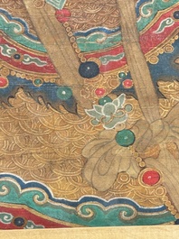 Chinese school: 'Heavenly king', ink and colour on silk, Qing or later