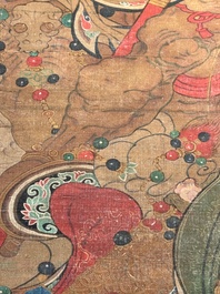 Chinese school: 'Heavenly king', ink and colour on silk, Qing or later