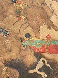 Chinese school: 'Heavenly king', ink and colour on silk, Qing or later