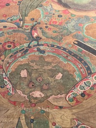 Chinese school: 'Heavenly king', ink and colour on silk, Qing or later