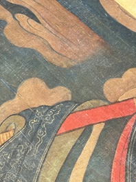 Chinese school: 'Heavenly king', ink and colour on silk, Qing or later