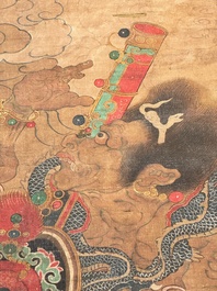 Chinese school: 'Heavenly king', ink and colour on silk, Qing or later