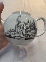 A Chinese grisaille 'Scheveningen, Workum and Voorschoote' teapot, Qianlong