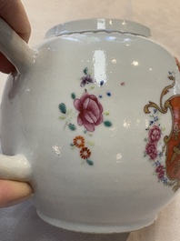 A Chinese famille rose armorial teapot with the arms of Barrow impaling Dighton for the English market, Qianlong, ca. 1755