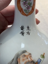 A Chinese famille rose 'Wu Shuang Pu' vase and a tazza, 19/20th C.