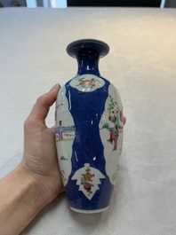 Five Chinese famille rose vases, Kangxi, Qianlong and Ju Ren Tang 居仁堂 mark, 19/20th C.