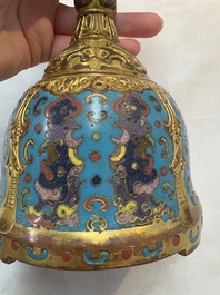A pair of Chinese cloisonn&eacute; candle holders, 19th C.
