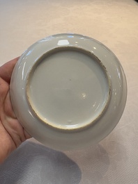 A Chinese grisaille 'Haarlem, Leersum and Liesveld' cup and saucer, Qianlong