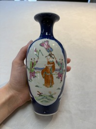 Five Chinese famille rose vases, Kangxi, Qianlong and Ju Ren Tang 居仁堂 mark, 19/20th C.