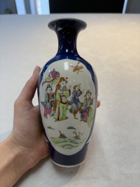 Five Chinese famille rose vases, Kangxi, Qianlong and Ju Ren Tang 居仁堂 mark, 19/20th C.