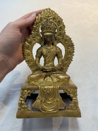 A Chinese gilt-bronze Buddha Amitayus, 18th C.