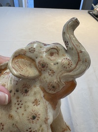 A rare Annamese or Vietnamese polychrome-enamelled 'elephant' jug, 16th C.