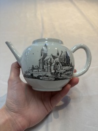 A Chinese grisaille 'Scheveningen, Workum and Voorschoote' teapot, Qianlong