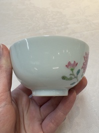 A fine Chinese famille rose 'peony' cup, Qianlong mark and of the period