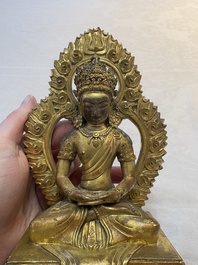 A Chinese gilt-bronze Buddha Amitayus, 18th C.