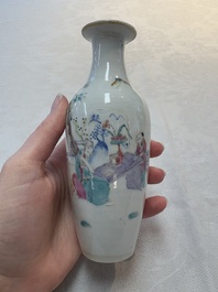 Five Chinese famille rose vases, Kangxi, Qianlong and Ju Ren Tang 居仁堂 mark, 19/20th C.