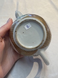 A Chinese famille rose monogrammed teapot with floral design, Yongzheng/Qianlong