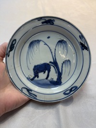 Six Chinese blue and white ko-sometsuke 'ox' plates for the Japanese market, late Ming