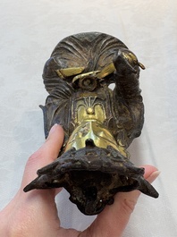 A Chinese parcel-gilt bronze Guanyin, Ming