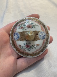 A Chinese famille rose monogrammed teapot with floral design, Yongzheng/Qianlong
