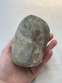 A Chinese cold painted terracotta head of a lady, Han