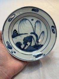 Six Chinese blue and white ko-sometsuke 'ox' plates for the Japanese market, late Ming