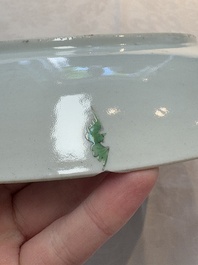 A rare Chinese polychrome enamelled 'roosters' dish, Qianlong