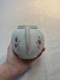 A Chinese famille rose armorial teapot with the arms of Barrow impaling Dighton for the English market, Qianlong, ca. 1755