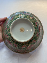 A large Chinese Canton famille rose 'lotus' Bencharong bowl and cover for the Thai market, 19th C.
