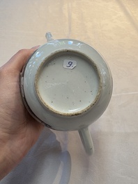 A Chinese grisaille 'Scheveningen, Workum and Voorschoote' teapot, Qianlong