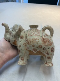 A rare Annamese or Vietnamese polychrome-enamelled 'elephant' jug, 16th C.
