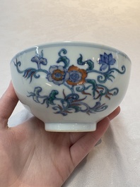 A Chinese doucai bowl with floral design, Wen Tang Ya Zhi 文棠雅制 mark, Daoguang