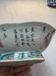 A Chinese famille rose 'Wu Shuang Pu' vase and a tazza, 19/20th C.