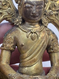 A Chinese gilt-bronze Buddha Amitayus, 18th C.