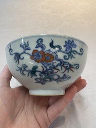 A Chinese doucai bowl with floral design, Wen Tang Ya Zhi 文棠雅制 mark, Daoguang
