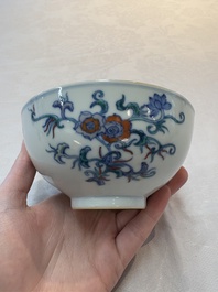 A Chinese doucai bowl with floral design, Wen Tang Ya Zhi 文棠雅制 mark, Daoguang