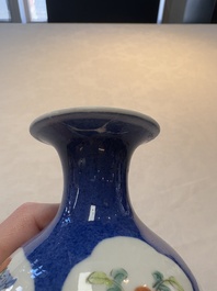 Five Chinese famille rose vases, Kangxi, Qianlong and Ju Ren Tang 居仁堂 mark, 19/20th C.