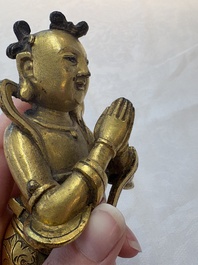A Chinese gilt-bronze figure of Sudhana, 16/17th C.