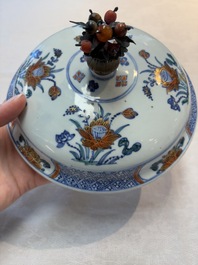 A rare Chinese silver-mounted doucai bowl and cover, Kangxi/Yongzheng