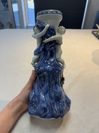 A pair of Chinese blue and white stands after Meissen example, Qianlong
