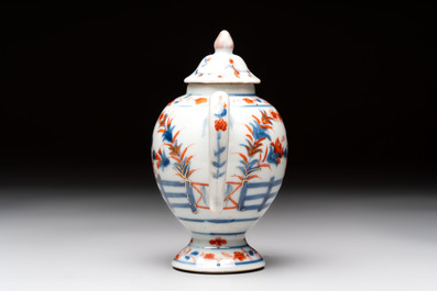 A Chinese famille verte covered bowl, a Dutch-decorated bowl, a gilt-bronze mounted pot-pourri vase and an Imari-style covered jug, Kangxi/Qianlong