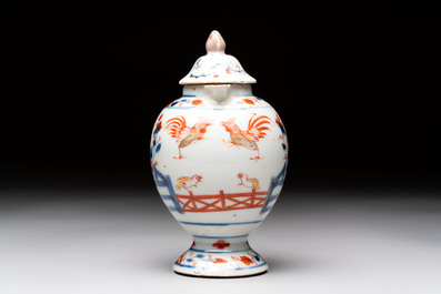 A Chinese famille verte covered bowl, a Dutch-decorated bowl, a gilt-bronze mounted pot-pourri vase and an Imari-style covered jug, Kangxi/Qianlong