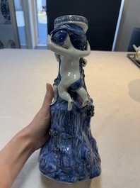 A pair of Chinese blue and white stands after Meissen example, Qianlong